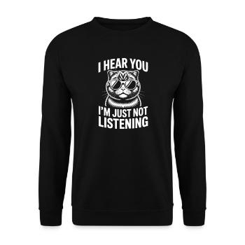 Schottische Faltohrkatze Scottish Fold Geschenk - Unisex Pullover - Schwarz - Vorne - Alina (178cm) & Michal (187cm)