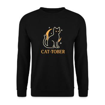 Halbmond-Katzen-Mond - Unisex Pullover - Schwarz - Vorne - Alina (178cm) & Michal (187cm)