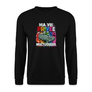 Ma Vie Privée Est En Multijoueur - Humour Gamer - Sweat-shirt Unisexe - noir - Devant - Alina (178cm) & Michal (187cm)