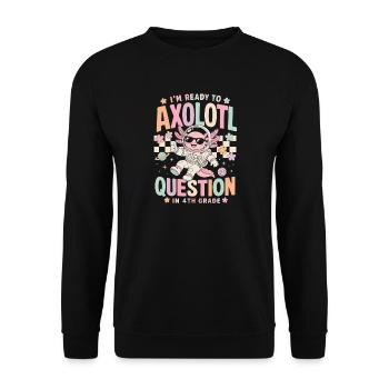 Axolotl-Frage in der 4. Klasse - Unisex Pullover - Schwarz - Vorne - Alina (178cm) & Michal (187cm)
