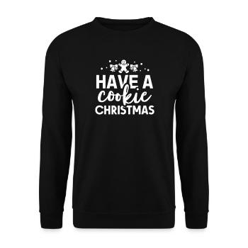 Cookie Weihnachten Weihnachtsplätzchen - Unisex Pullover - Schwarz - Vorne - Alina (178cm) & Michal (187cm)