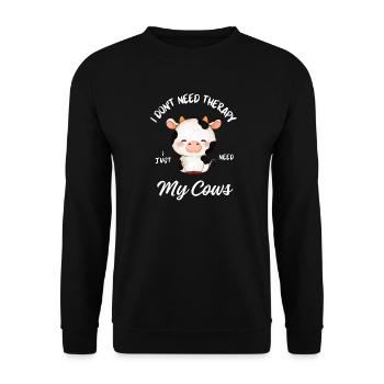 Niedliche Kuhtherapie - Unisex Pullover - Schwarz - Vorne - Alina (178cm) & Michal (187cm)