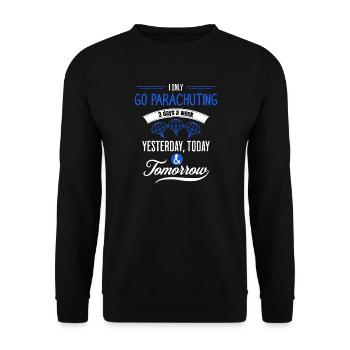 Lustiges Fallschirmspring-Zitat - Unisex Pullover - Schwarz - Vorne - Alina (178cm) & Michal (187cm)