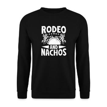 Rodeo Horse Riding Rodeo & Nachos Cowboy - Unisex Pullover - Schwarz - Vorne - Alina (178cm) & Michal (187cm)