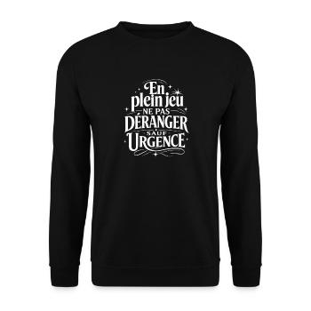 En plein jeu ne pas déranger sauf urgence - Sweat-shirt Unisexe - noir - Devant - Alina (178cm) & Michal (187cm)