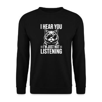 Britisch Kurzhaar Katze Britisch Kurzhaar Geschenk - Unisex Pullover - Schwarz - Vorne - Alina (178cm) & Michal (187cm)