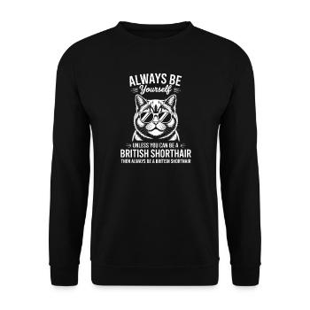 Britisch Kurzhaar Katze Britisch Kurzhaar Geschenk - Unisex Pullover - Schwarz - Vorne - Alina (178cm) & Michal (187cm)
