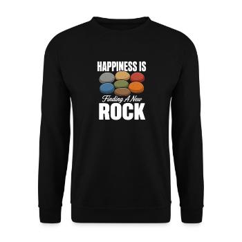 Happiness Is Finding A New Rock Lustig Geologie - Unisex Pullover - Schwarz - Vorne - Alina (178cm) & Michal (187cm)