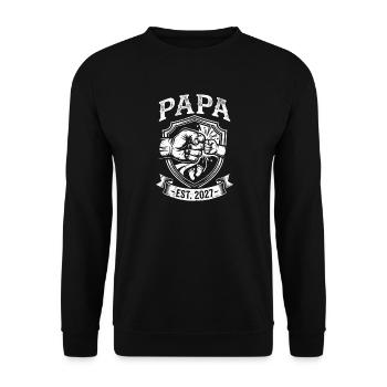 Papas 2027er Vater-Jahrgang - Unisex Pullover - Schwarz - Vorne - Alina (178cm) & Michal (187cm)
