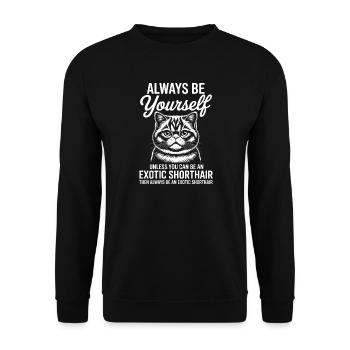 Exotische Kurzhaarkatze Lustiges Katzen Geschenk - Unisex Pullover - Schwarz - Vorne - Alina (178cm) & Michal (187cm)