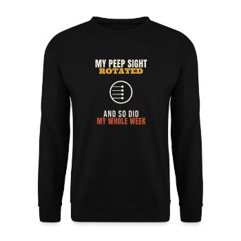 Bogenschießen: Mein Visier hat sich verdreht – lus - Unisex Pullover - Schwarz - Vorne - Alina (178cm) & Michal (187cm)