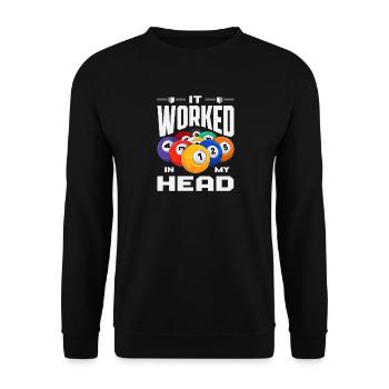 Hat In Meinem Kopf Funktioniert Lustiges Billard - Unisex Pullover - Schwarz - Vorne - Alina (178cm) & Michal (187cm)