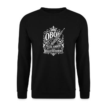 Oboe | alles andere sind Begleitinstrumente - Unisex Pullover - Schwarz - Vorne - Alina (178cm) & Michal (187cm)