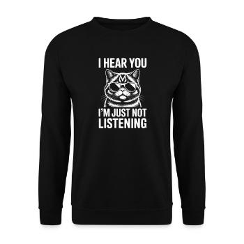 Exotische Kurzhaarkatze Lustiges Katzen Geschenk - Unisex Pullover - Schwarz - Vorne - Alina (178cm) & Michal (187cm)