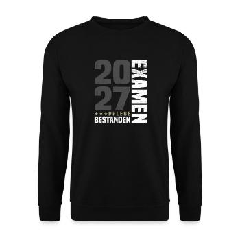 Pflege Examen Bestanden 2027 - Unisex Pullover - Schwarz - Vorne - Alina (178cm) & Michal (187cm)