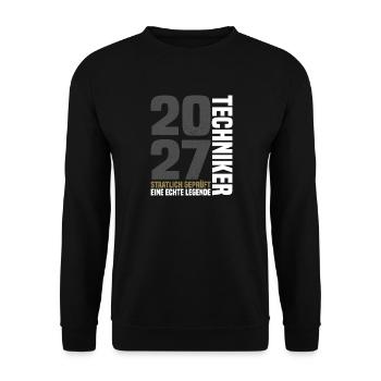 Staatlich geprüfter Techniker 2027 - Unisex Pullover - Schwarz - Vorne - Alina (178cm) & Michal (187cm)