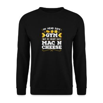 Makkaroni und Käse Mac and Cheese - Unisex Pullover - Schwarz - Vorne - Alina (178cm) & Michal (187cm)