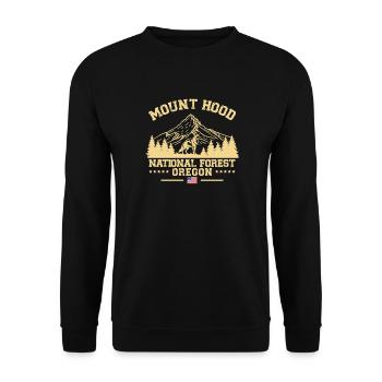 Mount Hood Waldsilhouette Oregon USA - Unisex Pullover - Schwarz - Vorne - Alina (178cm) & Michal (187cm)