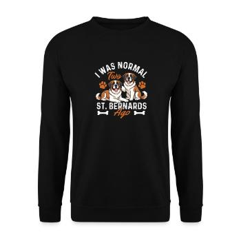 Vor zwei Bernhardinern war ich normal – Hundemama - Unisex Pullover - Schwarz - Vorne - Alina (178cm) & Michal (187cm)