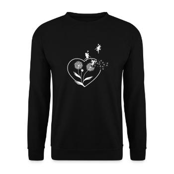 Schmetterlingdesign Pusteblumen Wiese Herzen Feen - Unisex Pullover - Schwarz - Vorne - Alina (178cm) & Michal (187cm)