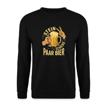 Stein Schere Paar Bier Lustiges Retro Design - Unisex Pullover - Schwarz - Vorne - Alina (178cm) & Michal (187cm)