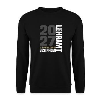 1. Staatsexamen Lehramt 2027 - Unisex Pullover - Schwarz - Vorne - Alina (178cm) & Michal (187cm)