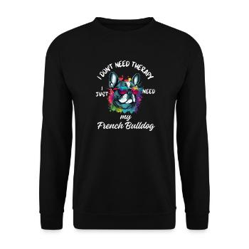 Cooler Französischer Bulldogge - Unisex Pullover - Schwarz - Vorne - Alina (178cm) & Michal (187cm)