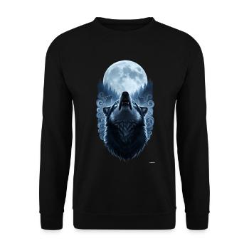 Celtic Wolves Vollmond-Design. - Unisex Pullover - Schwarz - Vorne - Alina (178cm) & Michal (187cm)
