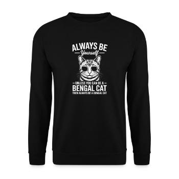Bengalkatze Spruch Katze Witz Bengalkatze Geschenk - Unisex Pullover - Schwarz - Vorne - Alina (178cm) & Michal (187cm)