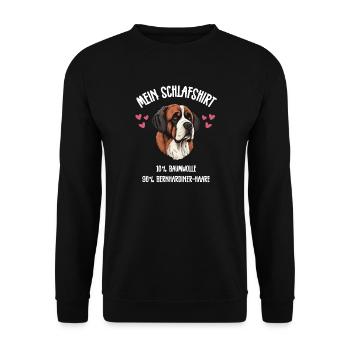 Bernhardiner Schlafshirt - Unisex Pullover - Schwarz - Vorne - Alina (178cm) & Michal (187cm)