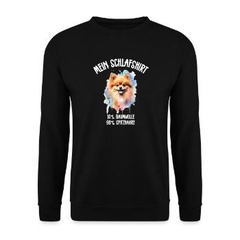 Zwergspitz Schlafshirt Bunt - Unisex Pullover - Schwarz - Vorne - Alina (178cm) & Michal (187cm)