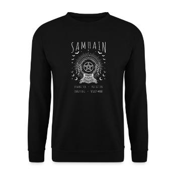 Samhain Wicca Wicca-Okkult-Ernte - Unisex Pullover - Schwarz - Vorne - Alina (178cm) & Michal (187cm)