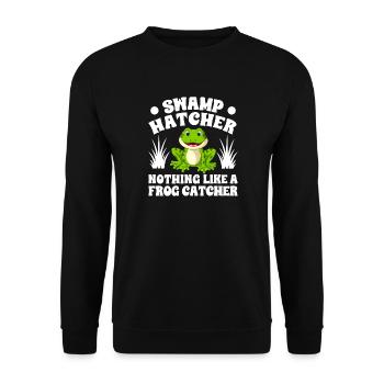 Frog Catcher Swamp Hatcher Frog - Unisex Pullover - Schwarz - Vorne - Alina (178cm) & Michal (187cm)