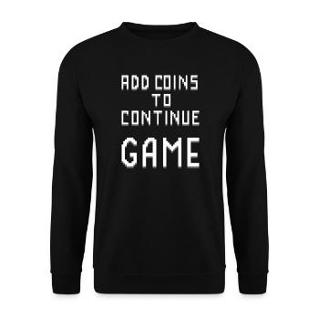 Pixel Arcade Münzen einfügen, um fortzufahren - Unisex Pullover - Schwarz - Vorne - Alina (178cm) & Michal (187cm)
