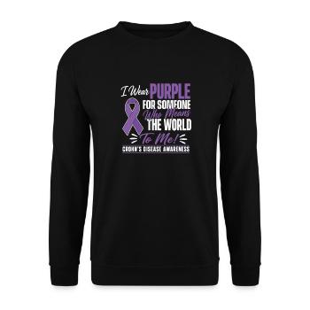 Ich trage Lila für jemanden – Crohns Bewusstsein - Unisex Pullover - Schwarz - Vorne - Alina (178cm) & Michal (187cm)