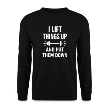 Heb es hoch und leg es ab - Unisex Pullover - Schwarz - Vorne - Alina (178cm) & Michal (187cm)