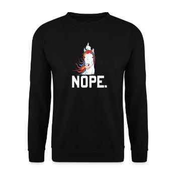 Regenbogenpferd Misanthropen Menschenfeind Einhorn - Unisex Pullover - Schwarz - Vorne - Alina (178cm) & Michal (187cm)