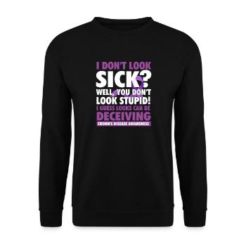 Der Schein kann trügen – Crohns IBD-Bewusstsein - Unisex Pullover - Schwarz - Vorne - Alina (178cm) & Michal (187cm)