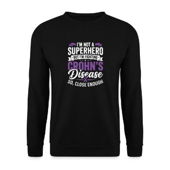 Kein Superheld, sondern im Kampf gegen Morbus Crohn - Unisex Pullover - Schwarz - Vorne - Alina (178cm) & Michal (187cm)