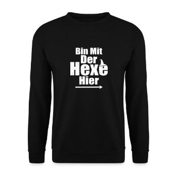 Halloween German Text With The Witch - Unisex Pullover - Schwarz - Vorne - Alina (178cm) & Michal (187cm)