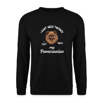 Glücklicher brauner Pomeranian - Unisex Pullover - Schwarz - Vorne - Alina (178cm) & Michal (187cm)