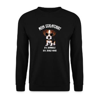 Cooler Beagle Schlafshirt - Unisex Pullover - Schwarz - Vorne - Alina (178cm) & Michal (187cm)