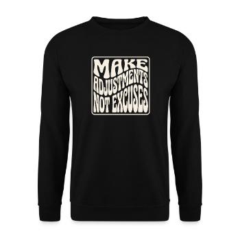 Mach Anpassungen, keine Ausreden Retro-Typografie - Unisex Pullover - Schwarz - Vorne - Alina (178cm) & Michal (187cm)