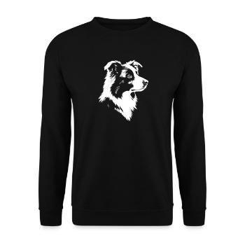 Border Collie Kopf Portrait - Unisex Pullover - Schwarz - Vorne - Alina (178cm) & Michal (187cm)