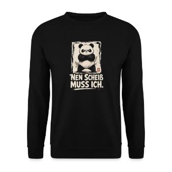 Panda Spruch Nen Scheiß Muss Ich - Unisex Pullover - Schwarz - Vorne - Alina (178cm) & Michal (187cm)