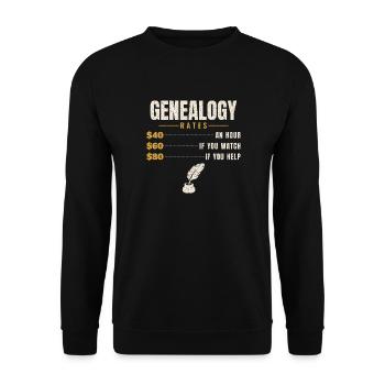 Ahnenforschung Stundensatz Geschenk - Unisex Pullover - Schwarz - Vorne - Alina (178cm) & Michal (187cm)