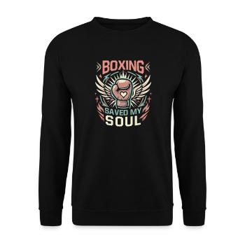 Boxing Saved My Soul Gloves Boxing Gloves - Unisex Pullover - Schwarz - Vorne - Alina (178cm) & Michal (187cm)