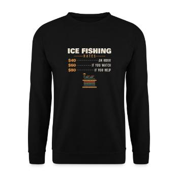 Eisangeln Stundensatz Geschenk Eisangler Lustig - Unisex Pullover - Schwarz - Vorne - Alina (178cm) & Michal (187cm)