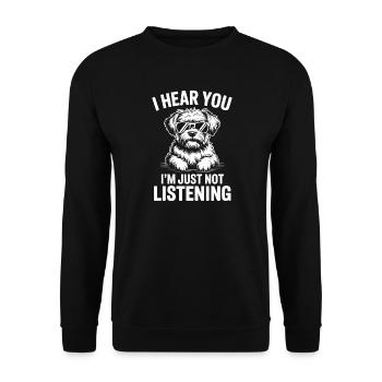 Malteser Hunde Sprüche Malteser Hunde Geschenk - Unisex Pullover - Schwarz - Vorne - Alina (178cm) & Michal (187cm)