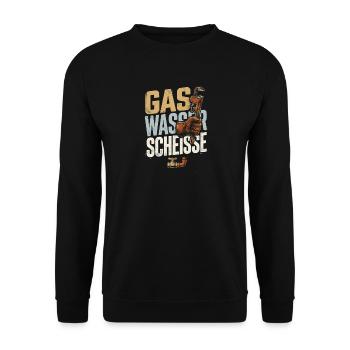 Gas Wasser Scheisse Anlagenmechaniker Klempner SHK - Unisex Pullover - Schwarz - Vorne - Alina (178cm) & Michal (187cm)